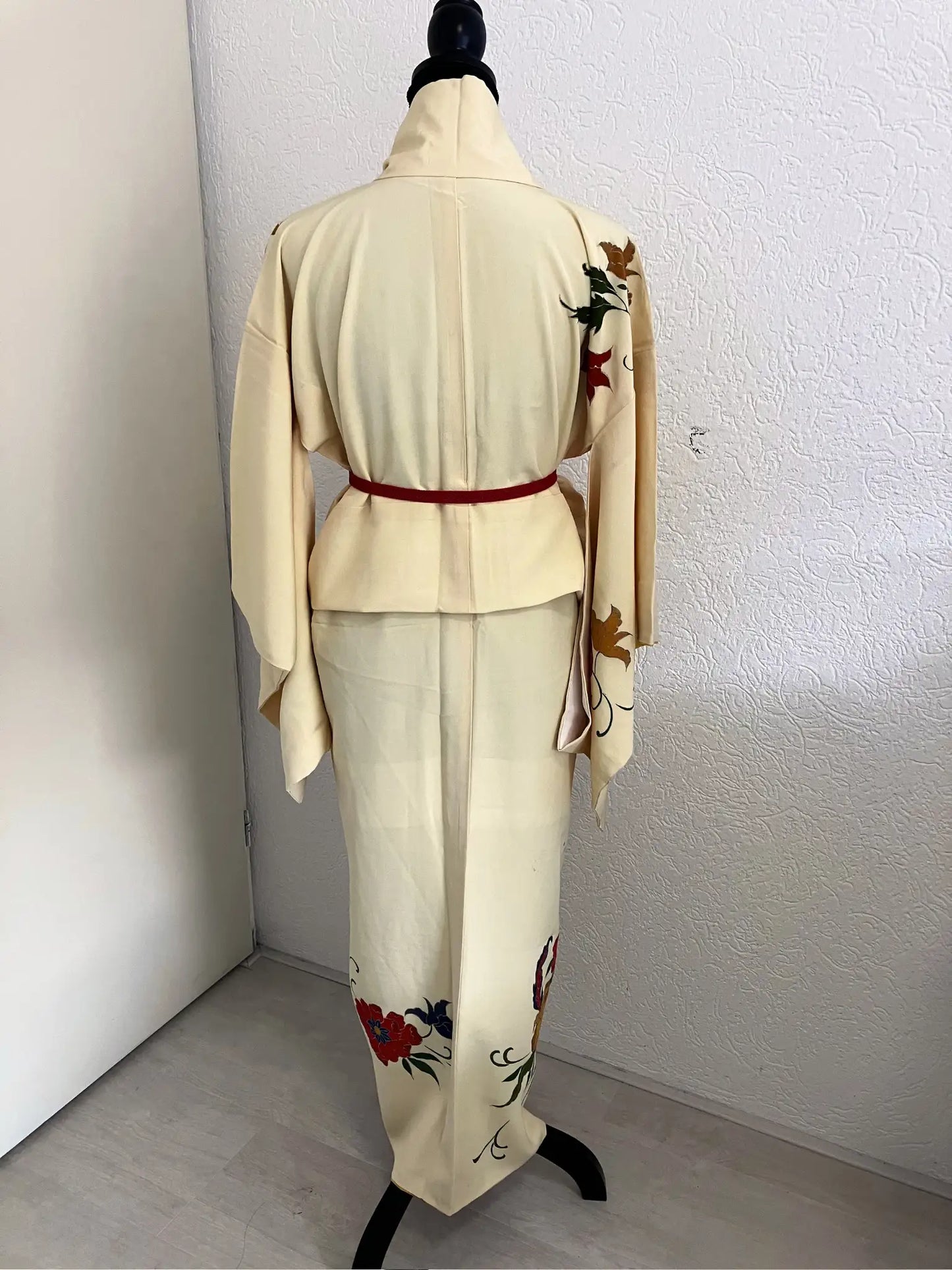 Vintage  homongi kimono - Yellow  Red spider lily - Hallelujah original arrange