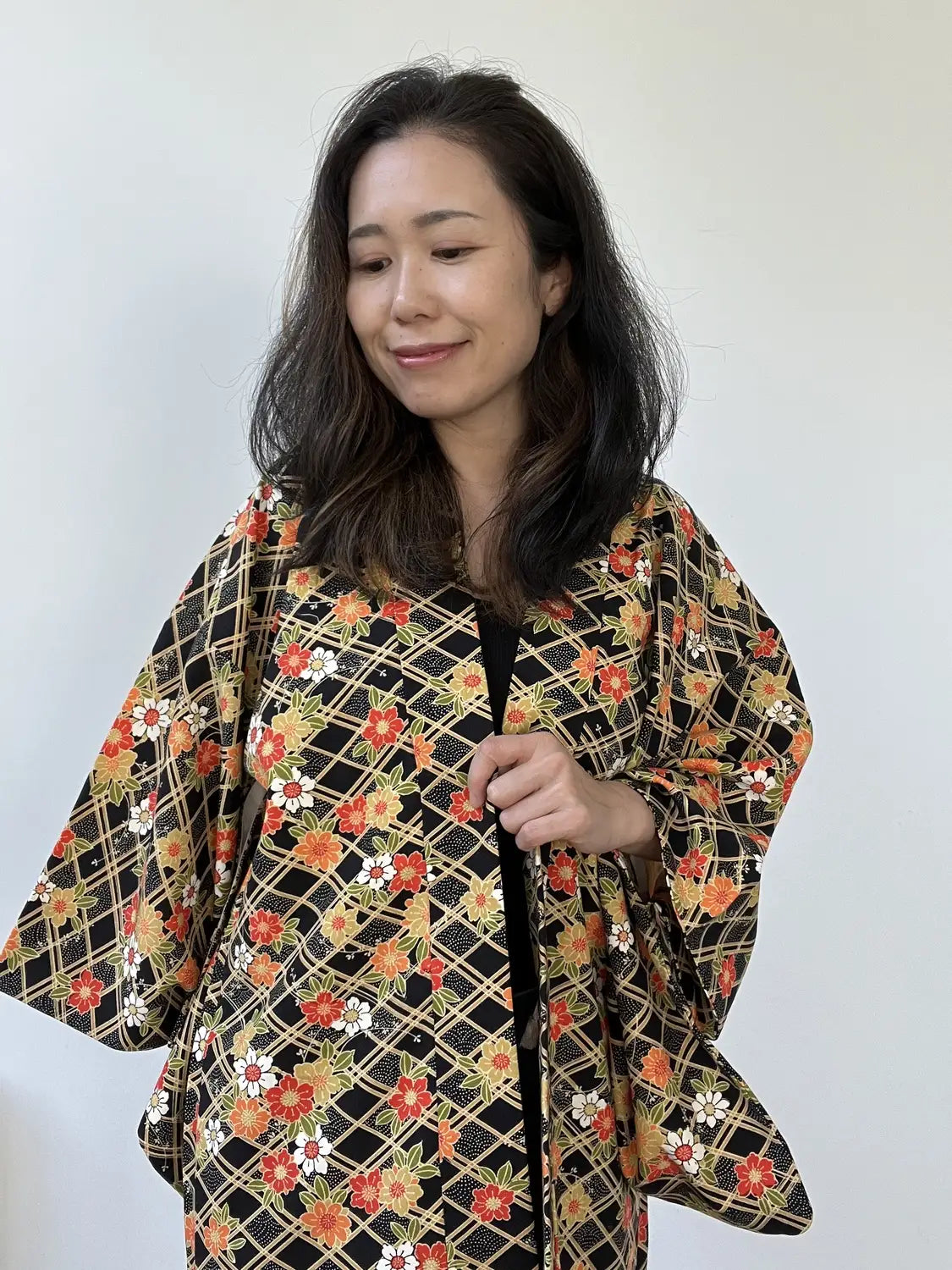 Vintage Haori - Schwarz Volle Blütenpracht. -