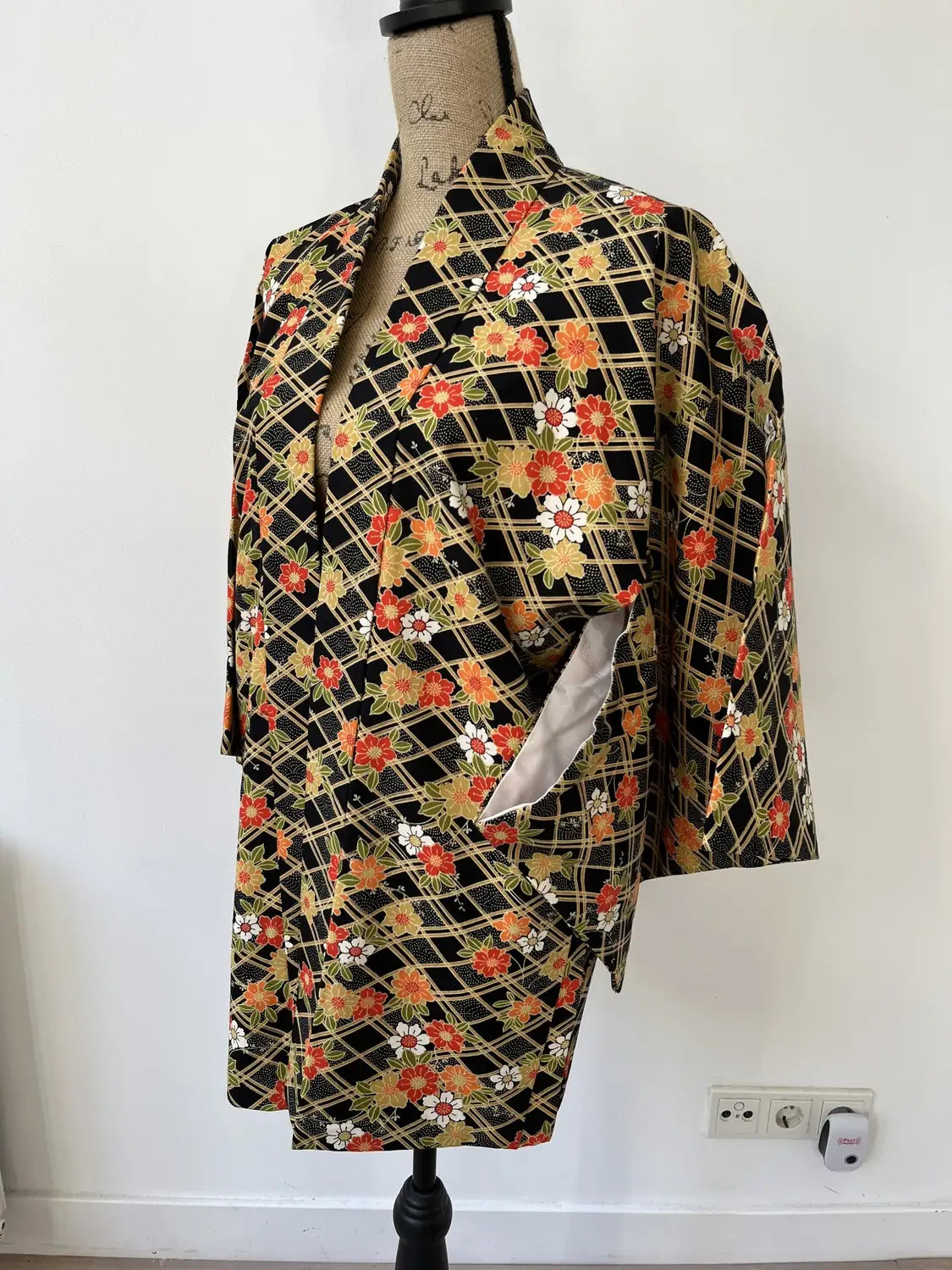 Vintage Haori - Schwarz Volle Blütenpracht. -