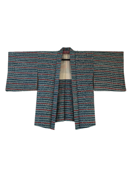 Vintage Color Haori - Blue horizontal stripes -
