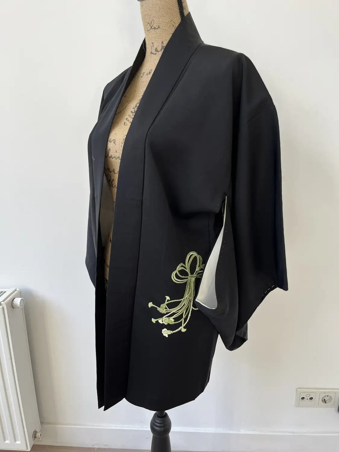 vintage Black Haori - Bundle de broderie verte -