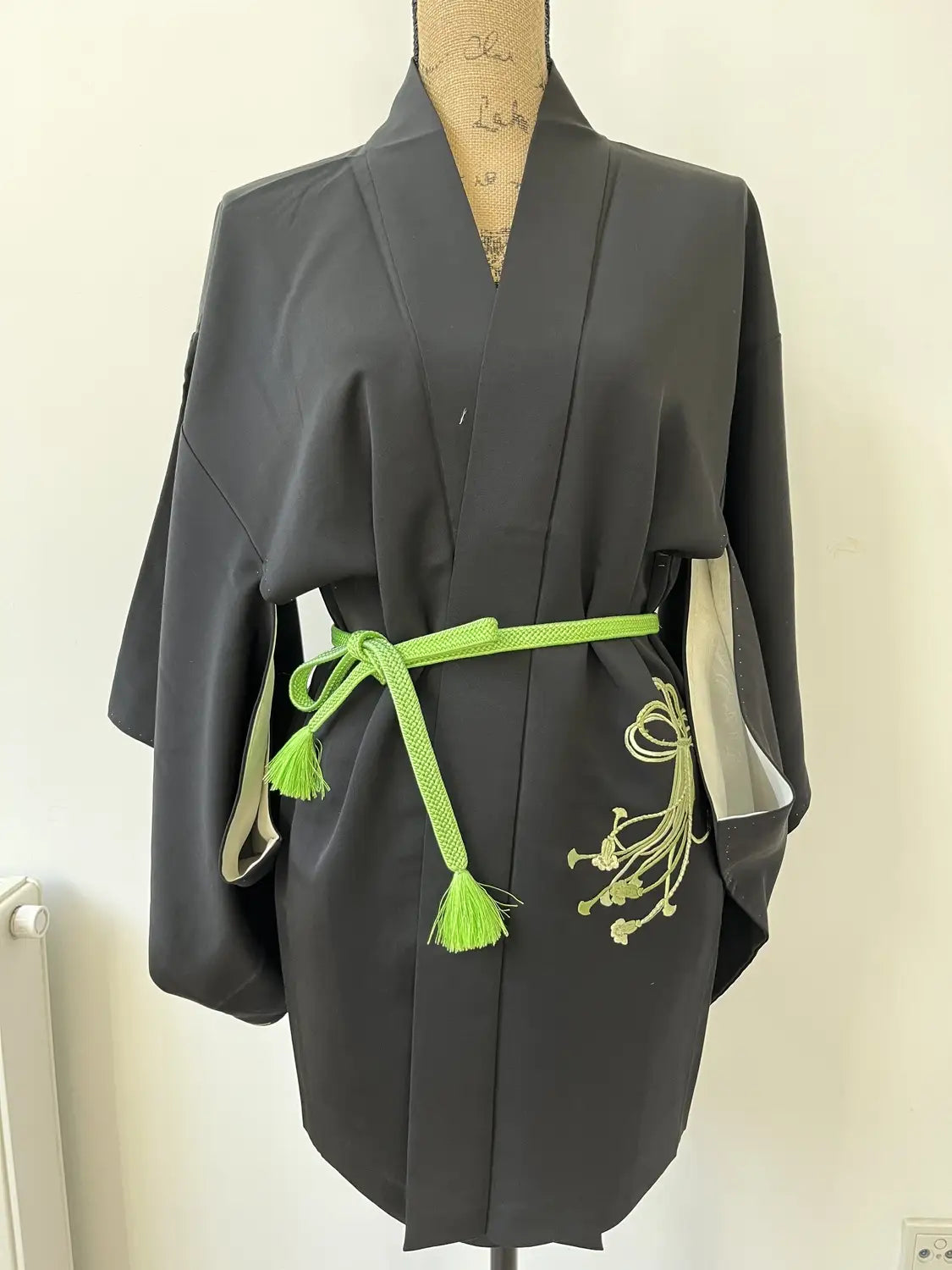 vintage Black Haori - Bundle de broderie verte -