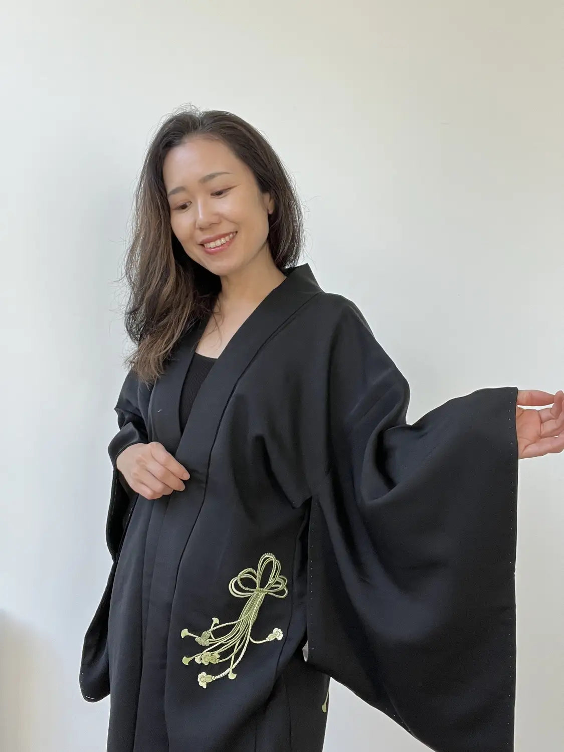 vintage Black Haori - Bundle de broderie verte -