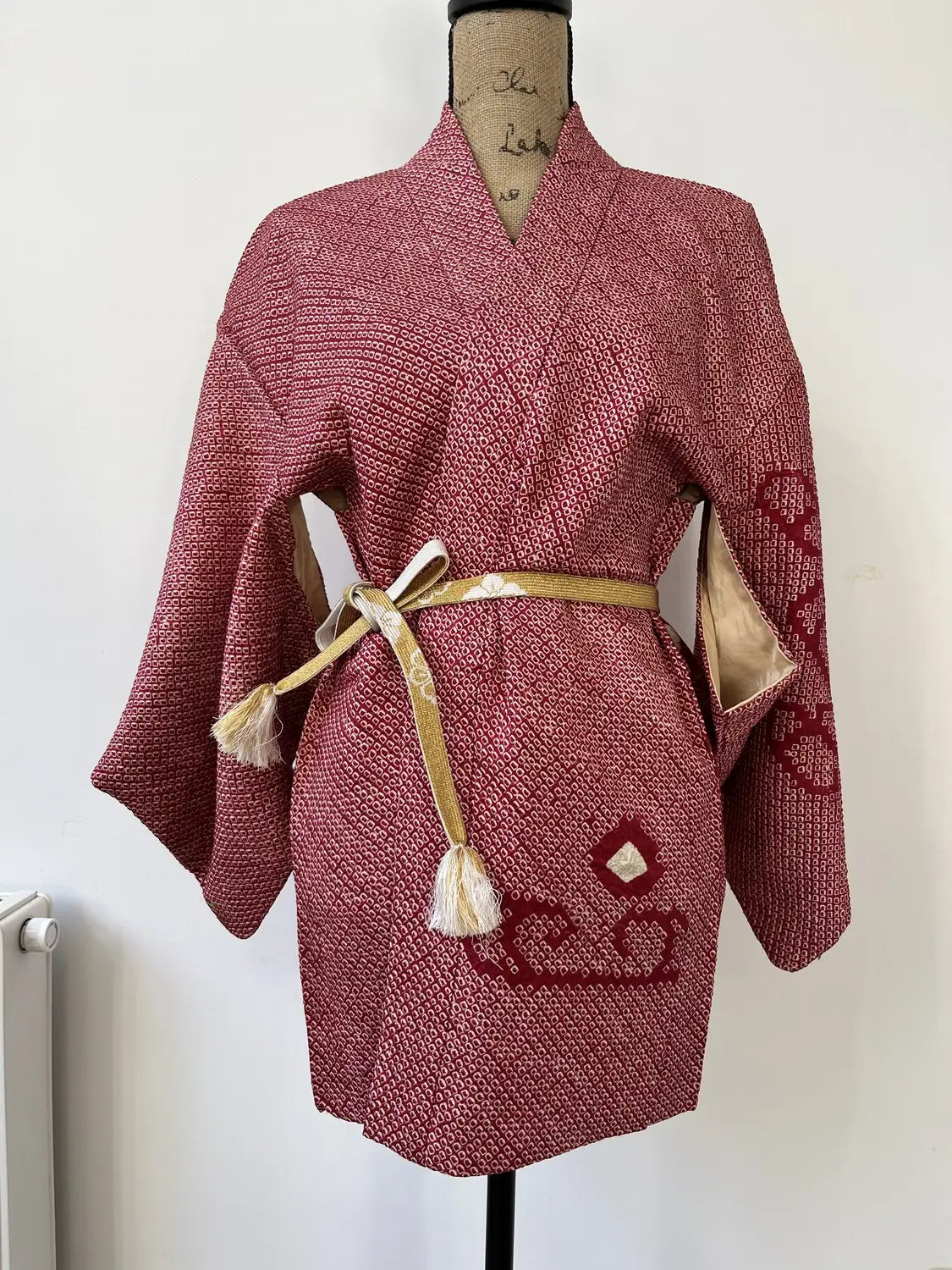 Vintage kleur Haori - Rood E-gasumi -