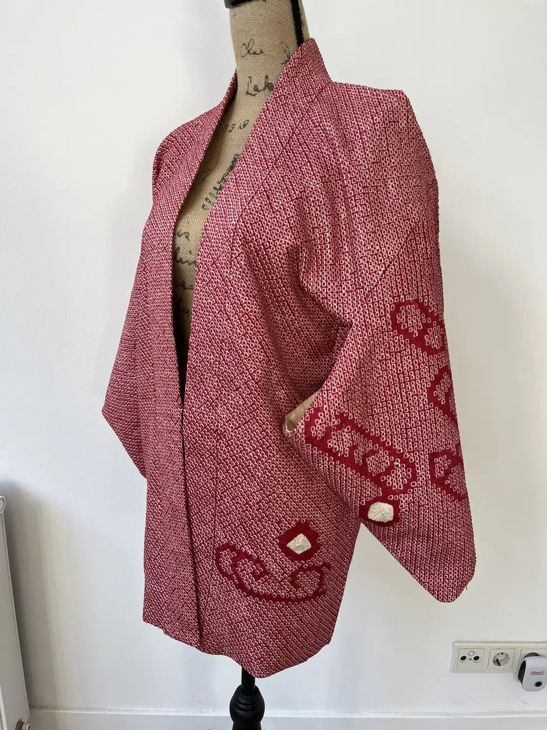 Vintage kleur Haori - Rood E-gasumi -