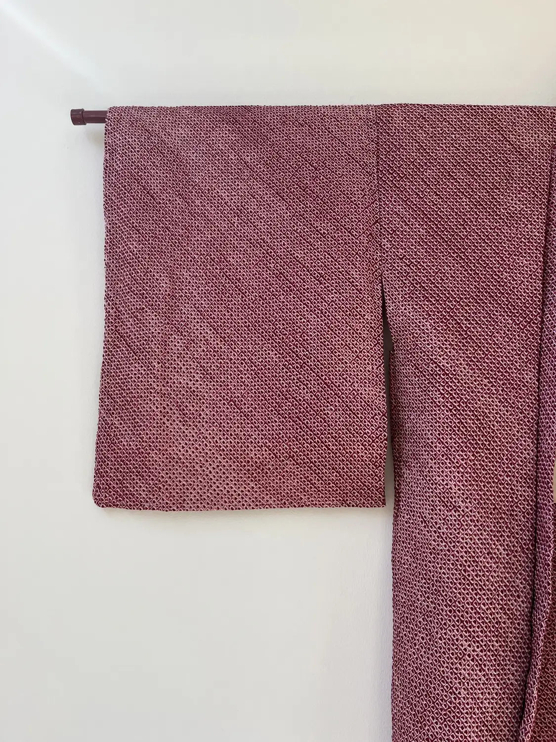 Vintage kleur Haori - Donkerrode bloem en blad -