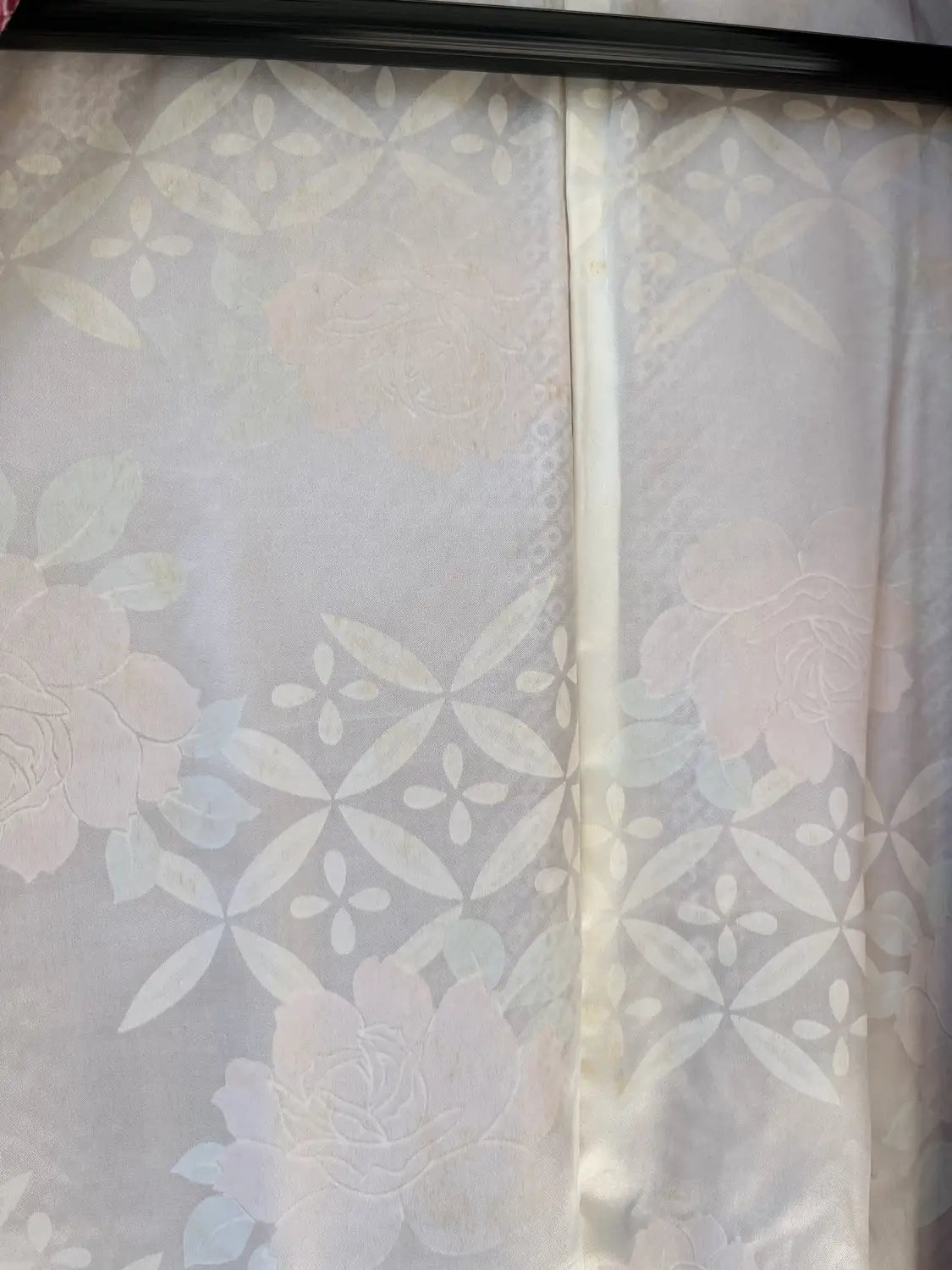 Vintage kleur Haori - Donkerrode bloem en blad -