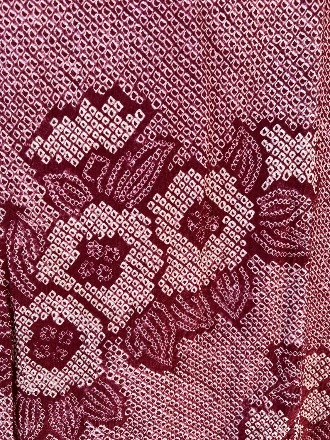 Vintage kleur Haori - Donkerrode bloem en blad -