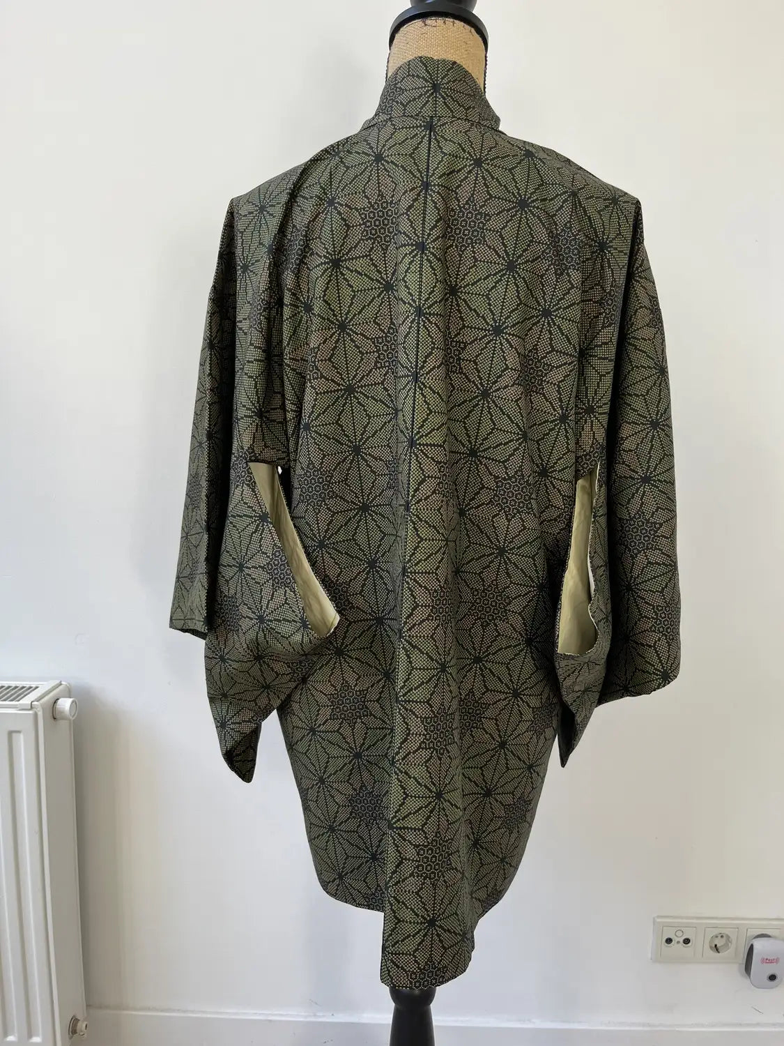 Vintage Tsumugi Haori - Zwarte Asanoha-