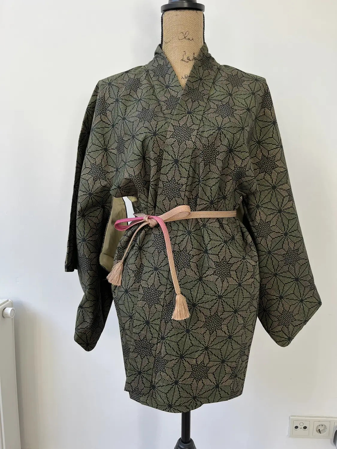 Vintage Tsumugi Haori - Zwarte Asanoha-