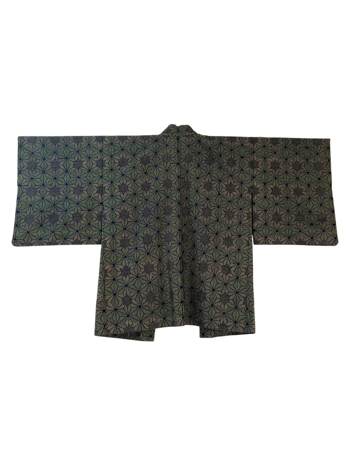 Vintage Tsumugi Haori - Zwarte Asanoha-