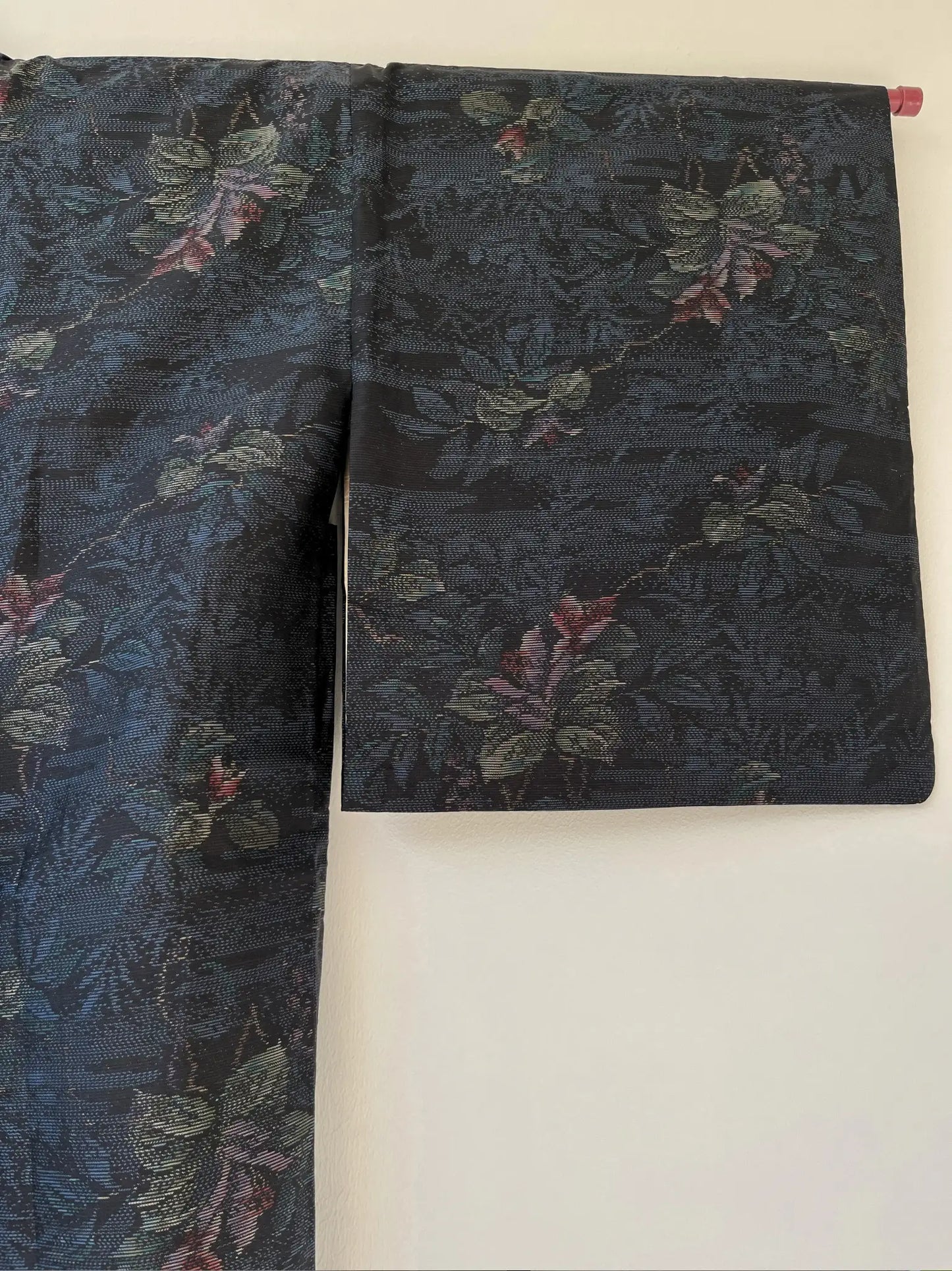 Vintage Tsumugi Haori -  Black and Blue Delicate flowers-
