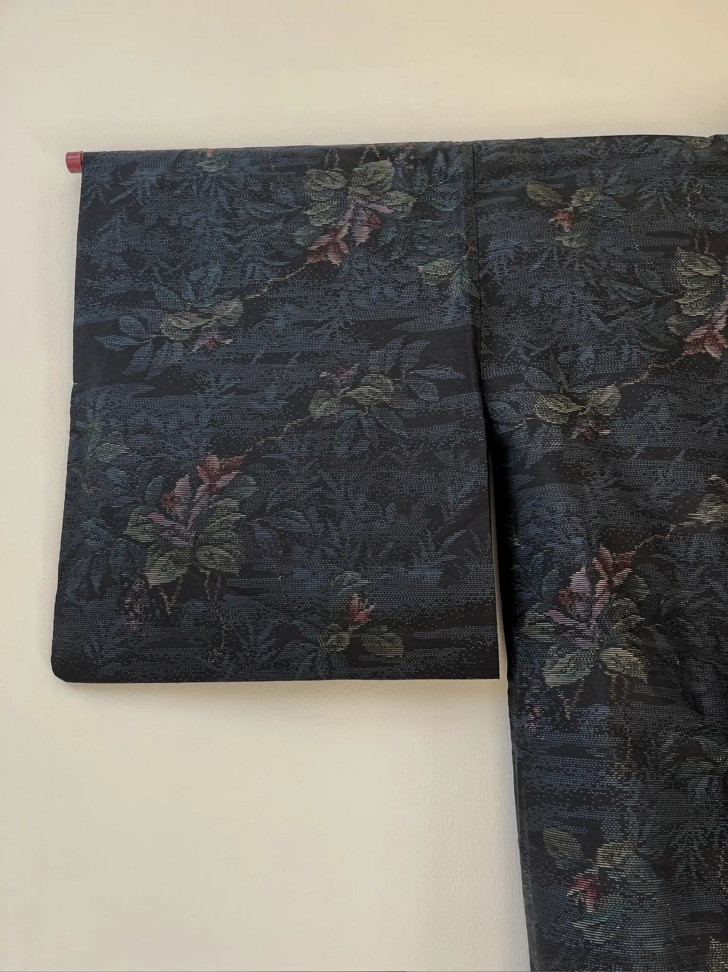 Vintage Tsumugi Haori -  Black and Blue Delicate flowers-