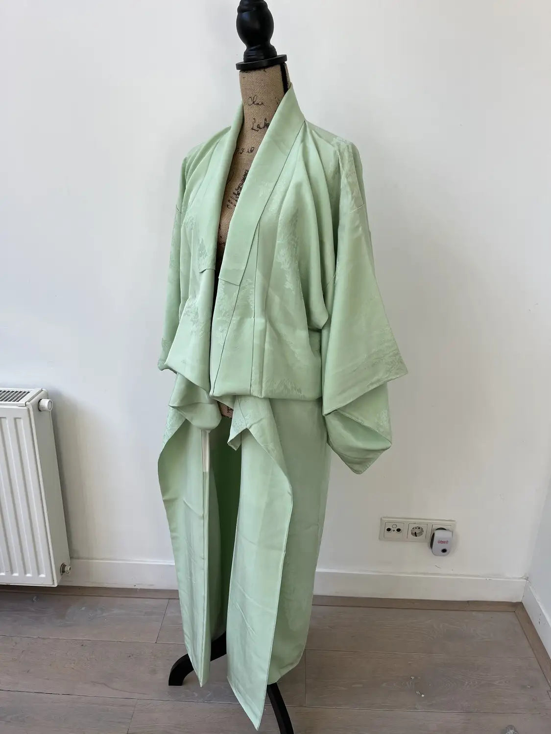 kimono iromuji vintage - arbres vert clair - arrangement original Hallelujah