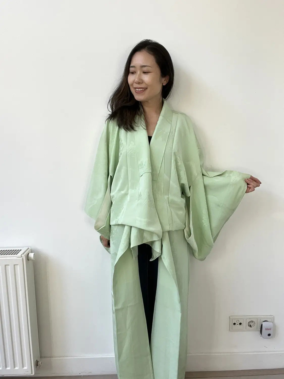 kimono iromuji vintage - arbres vert clair - arrangement original Hallelujah