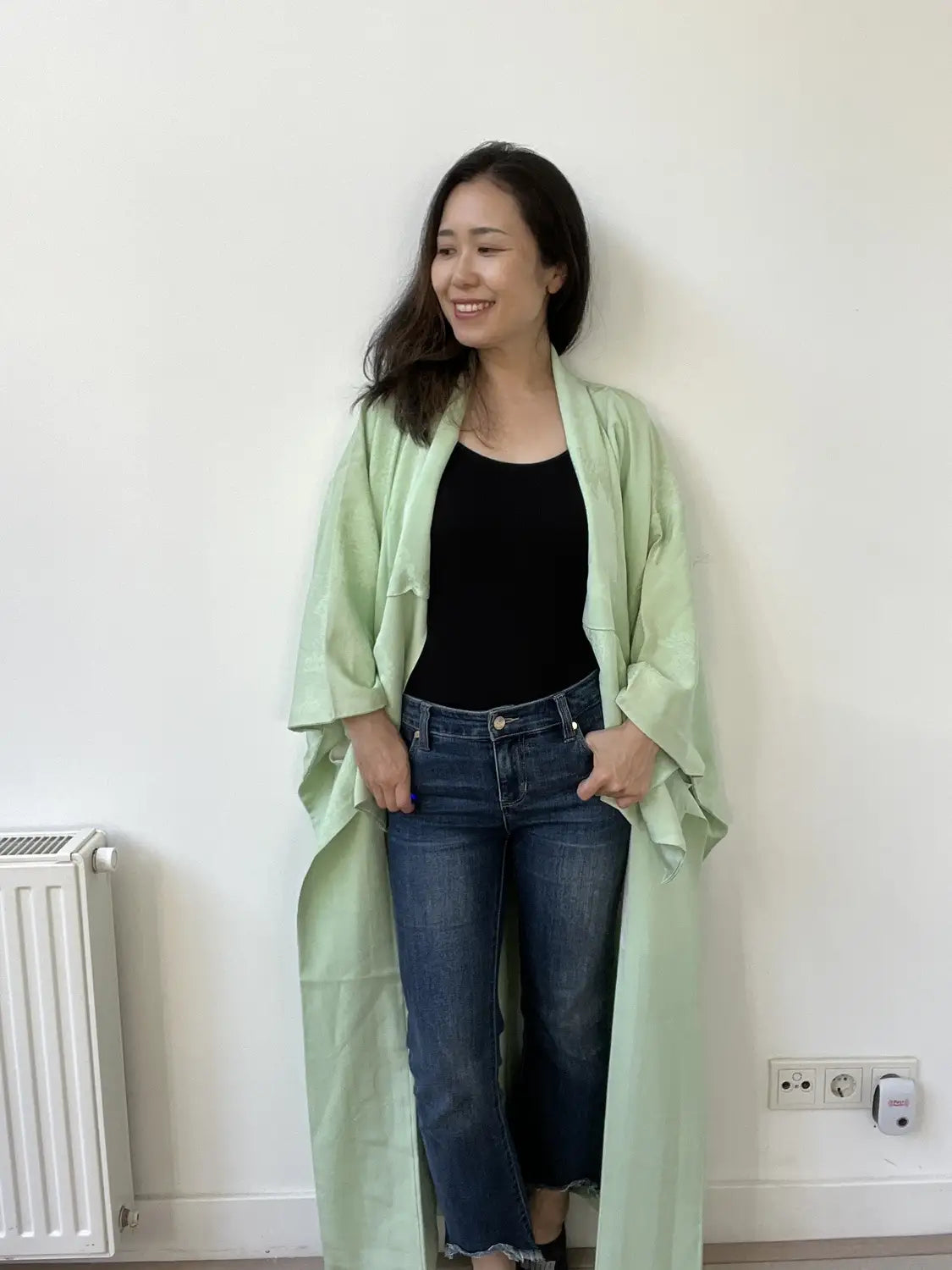 kimono iromuji vintage - arbres vert clair - arrangement original Hallelujah