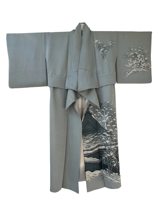 Vintage  homongi kimono - Gray snowy landscape - Hallelujah original arrange