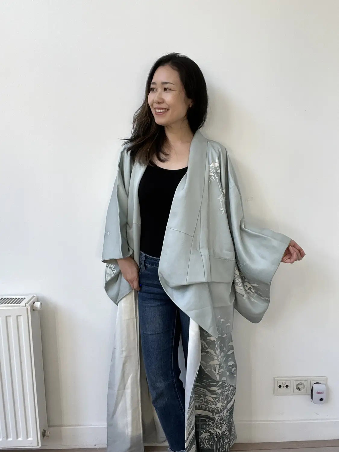 Vintage  homongi kimono - Gray snowy landscape - Hallelujah original arrange