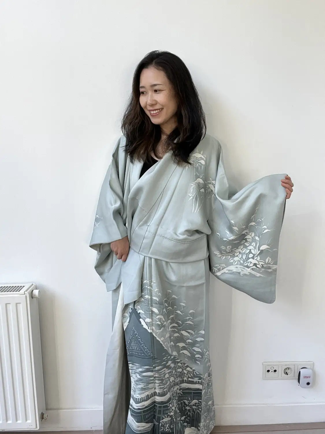 Vintage  homongi kimono - Gray snowy landscape - Hallelujah original arrange