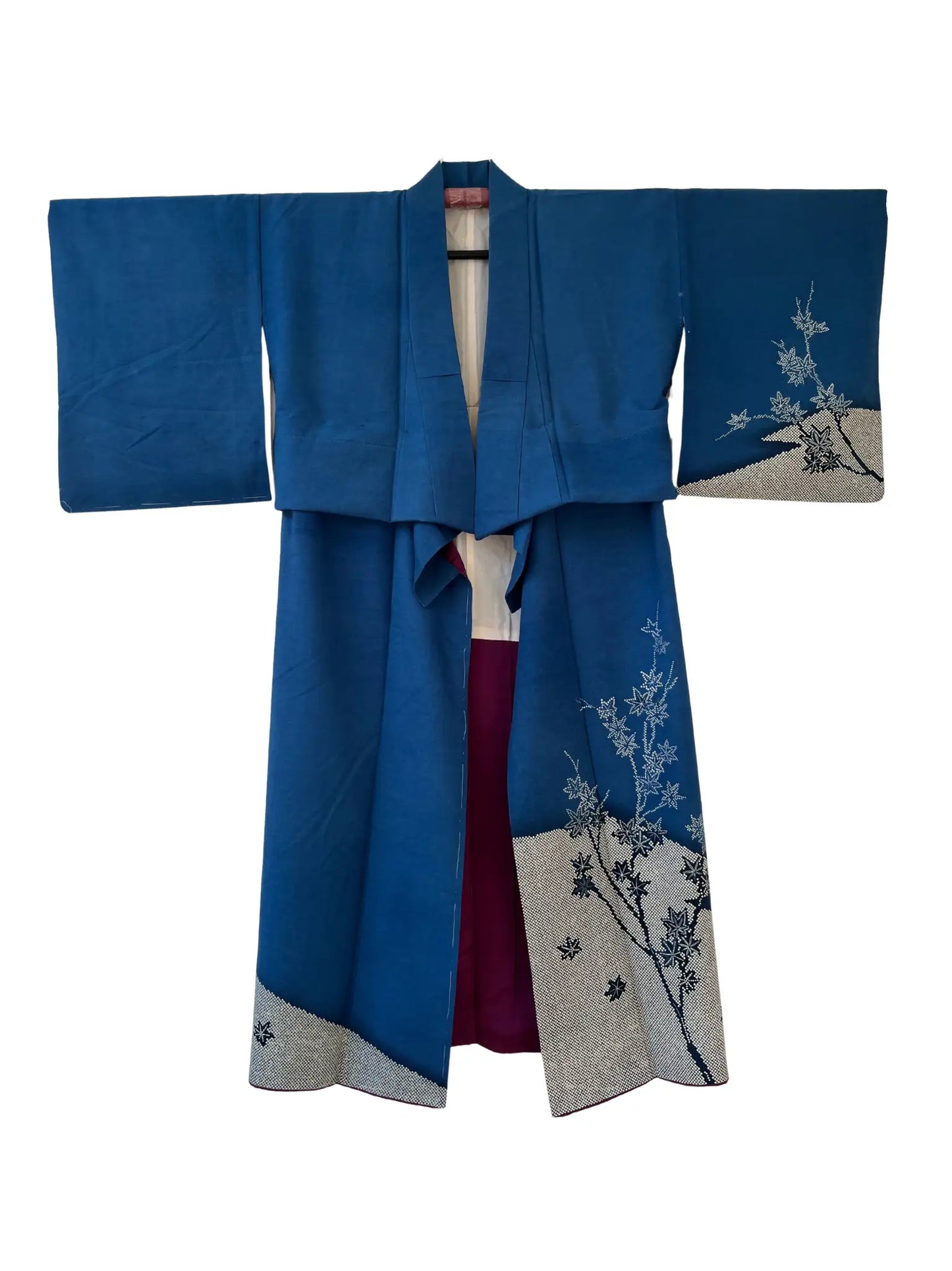 Vintage  homongi kimono - Blue  Shibori mountains and flowers - Hallelujah original arrange