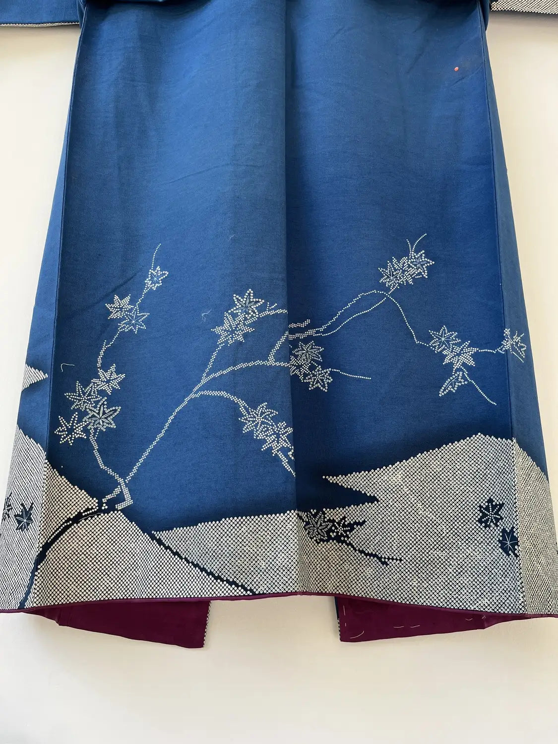Vintage  homongi kimono - Blue  Shibori mountains and flowers - Hallelujah original arrange