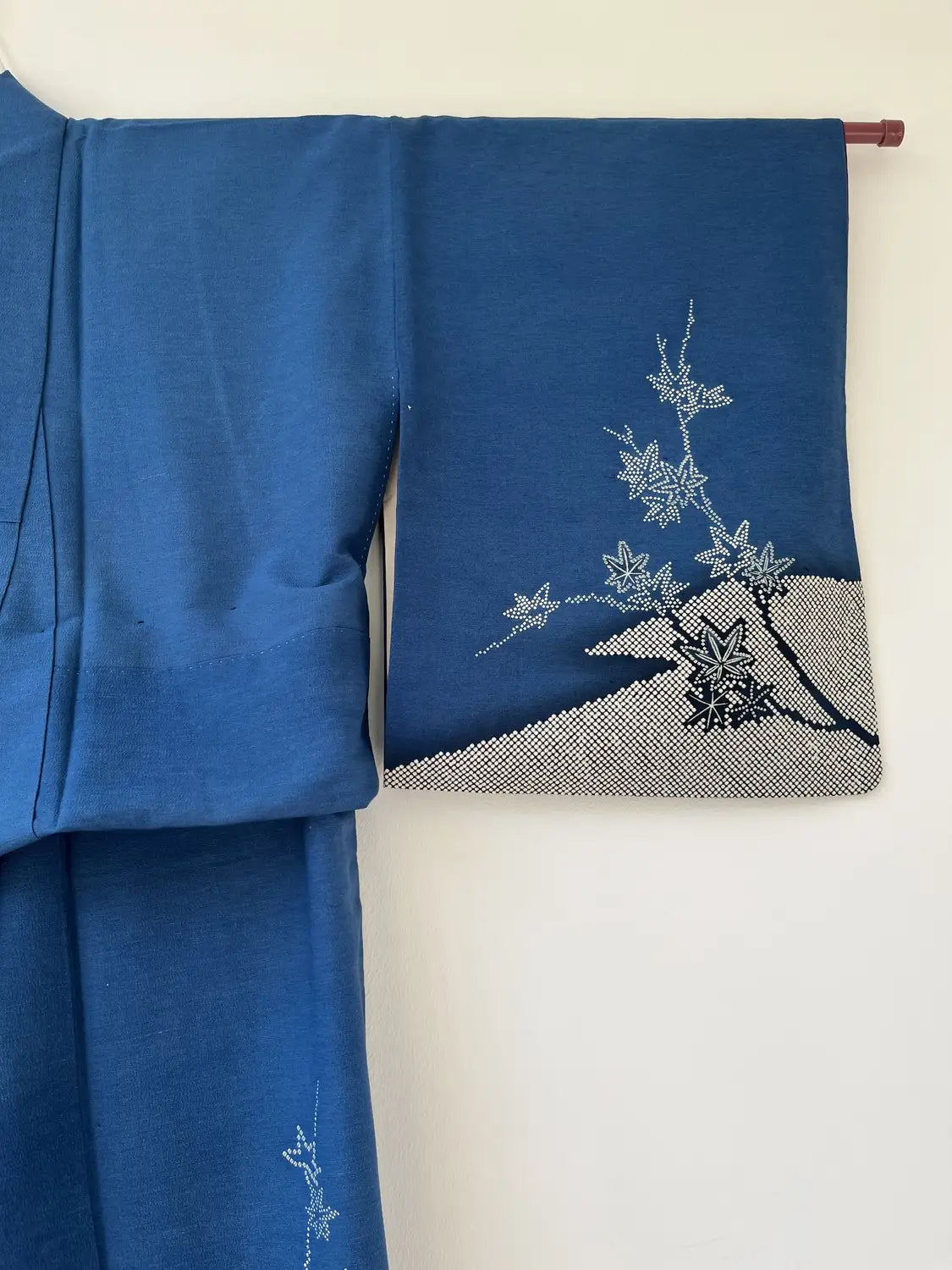 Vintage  homongi kimono - Blue  Shibori mountains and flowers - Hallelujah original arrange