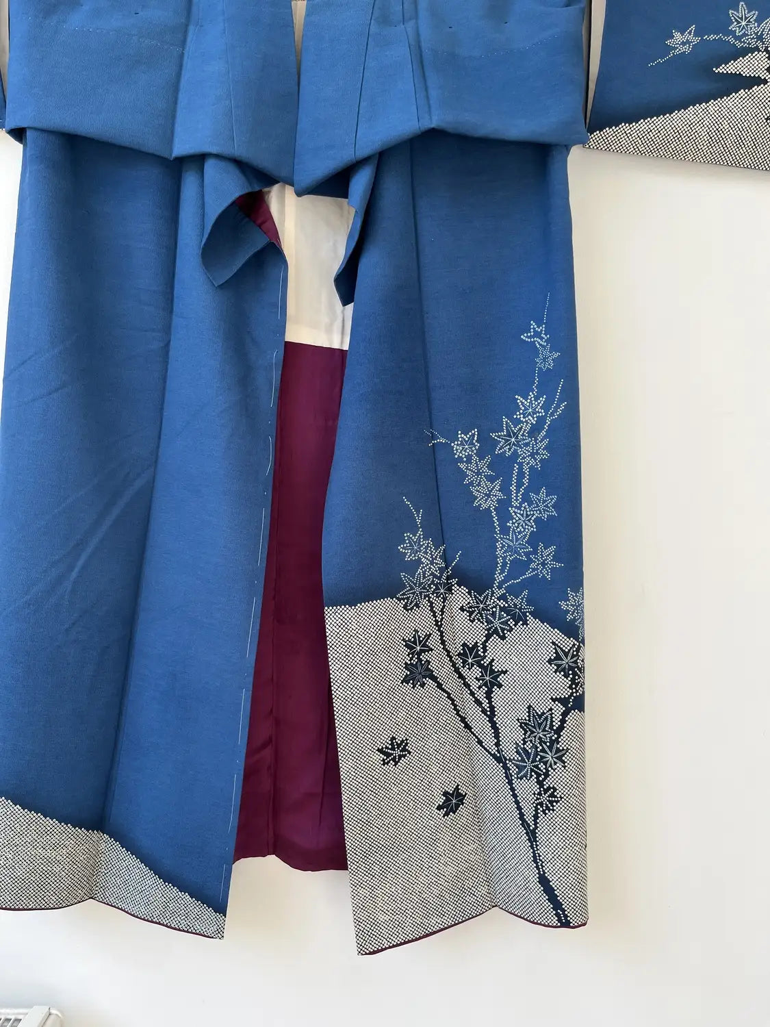 Vintage  homongi kimono - Blue  Shibori mountains and flowers - Hallelujah original arrange