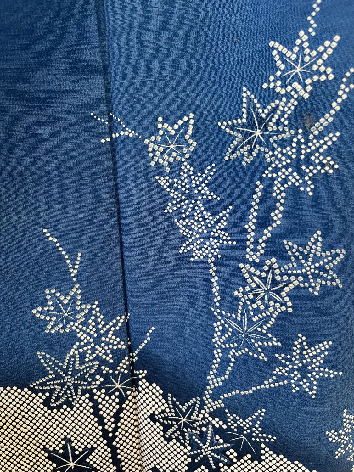 Vintage  homongi kimono - Blue  Shibori mountains and flowers - Hallelujah original arrange