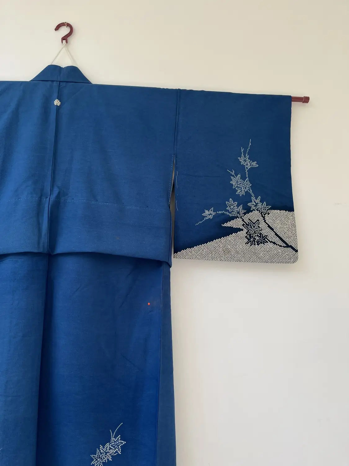 Vintage  homongi kimono - Blue  Shibori mountains and flowers - Hallelujah original arrange