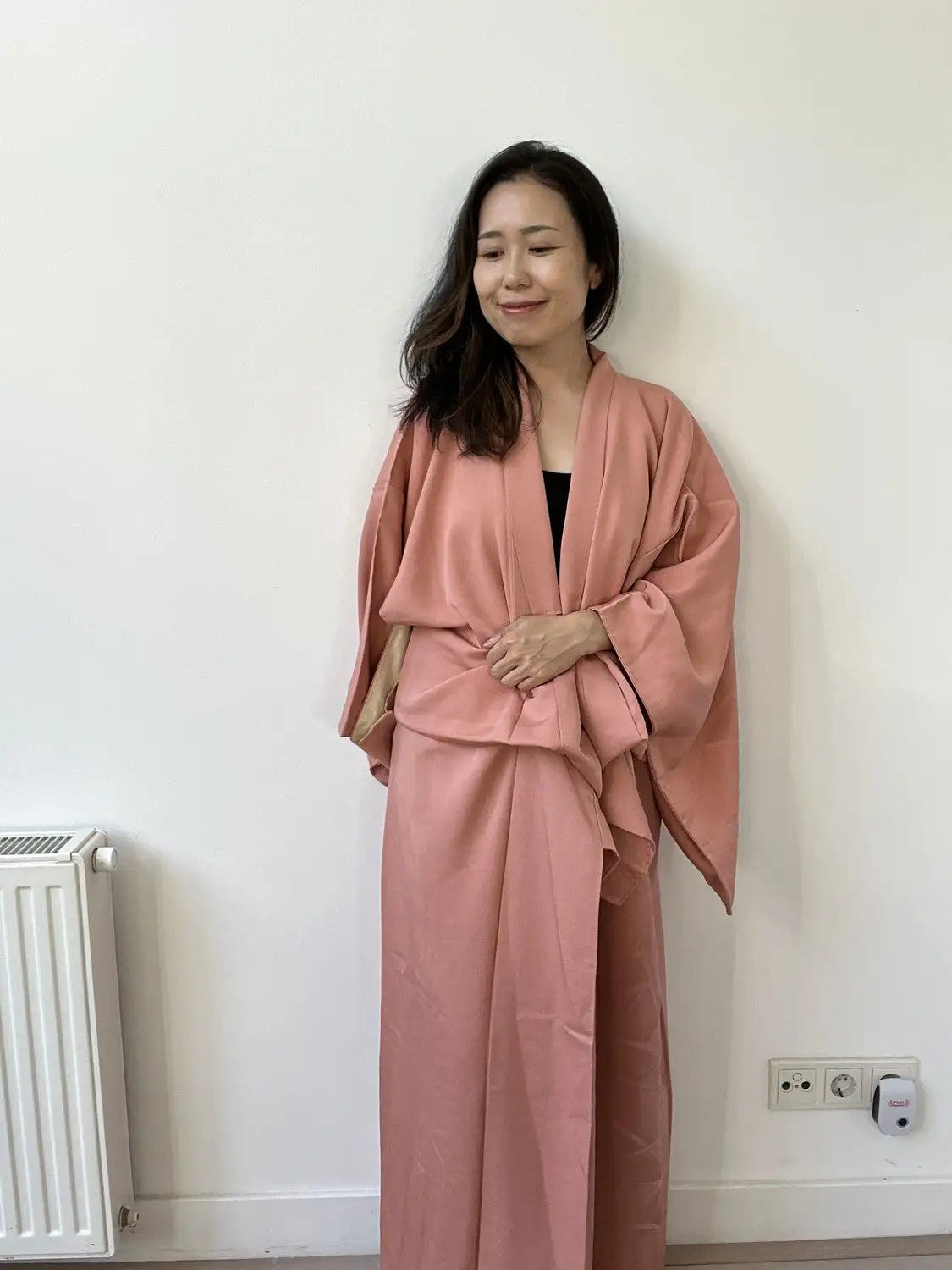 Vintage Iromuji-Kimono - Rosa Seigaiha und Wolken - Halleluja original arrangiert