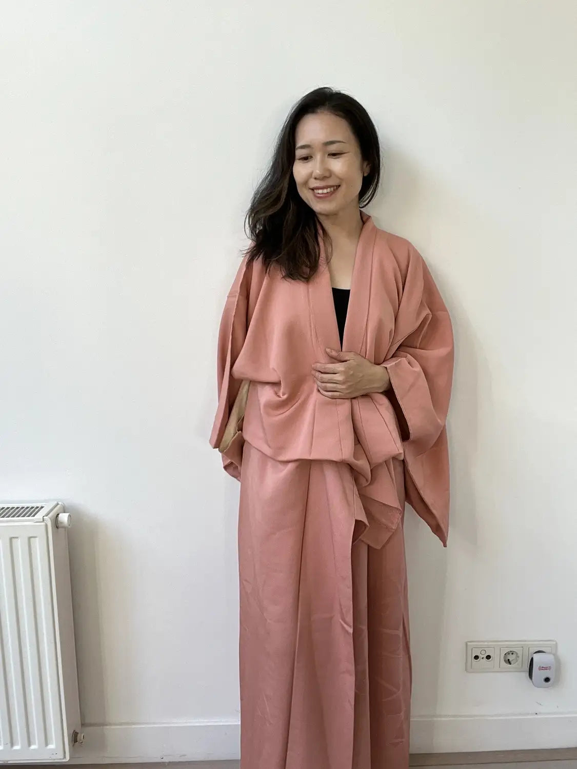 Vintage Iromuji-Kimono - Rosa Seigaiha und Wolken - Halleluja original arrangiert