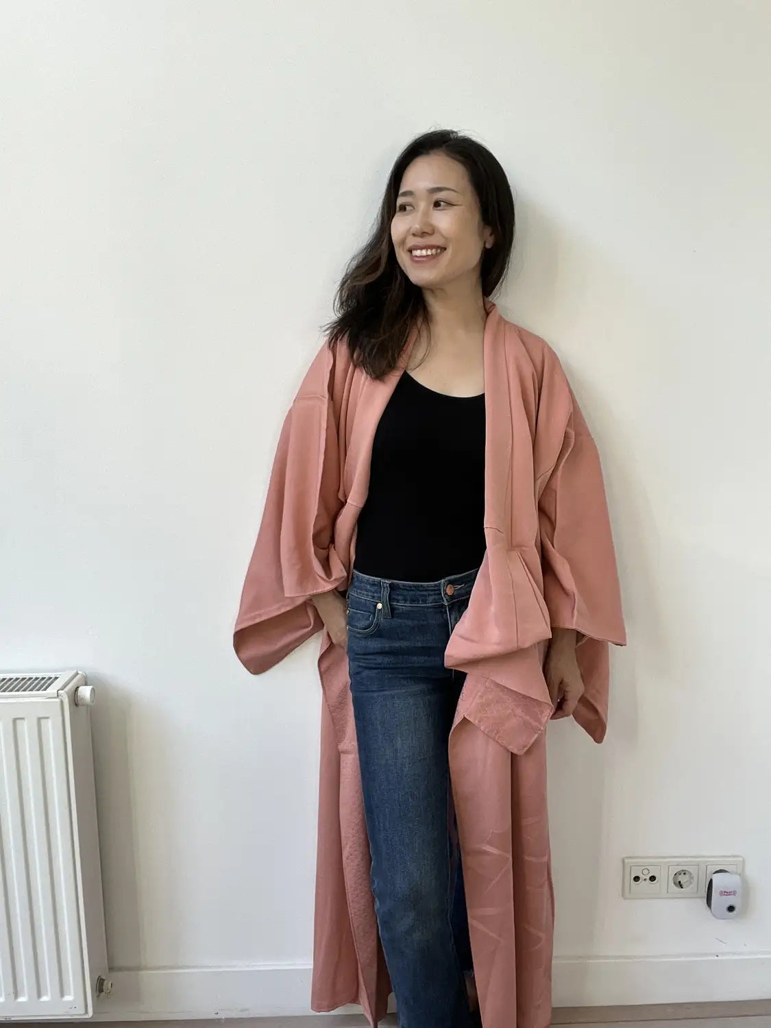 Vintage Iromuji-Kimono - Rosa Seigaiha und Wolken - Halleluja original arrangiert