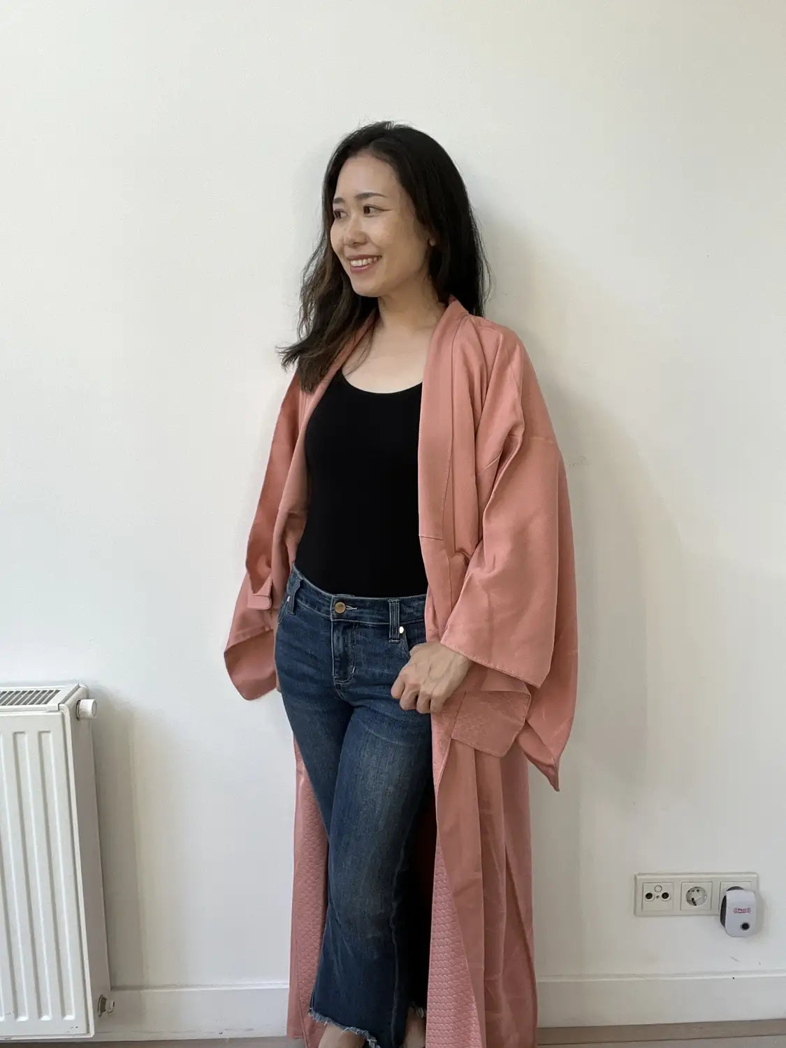 Vintage Iromuji-Kimono - Rosa Seigaiha und Wolken - Halleluja original arrangiert