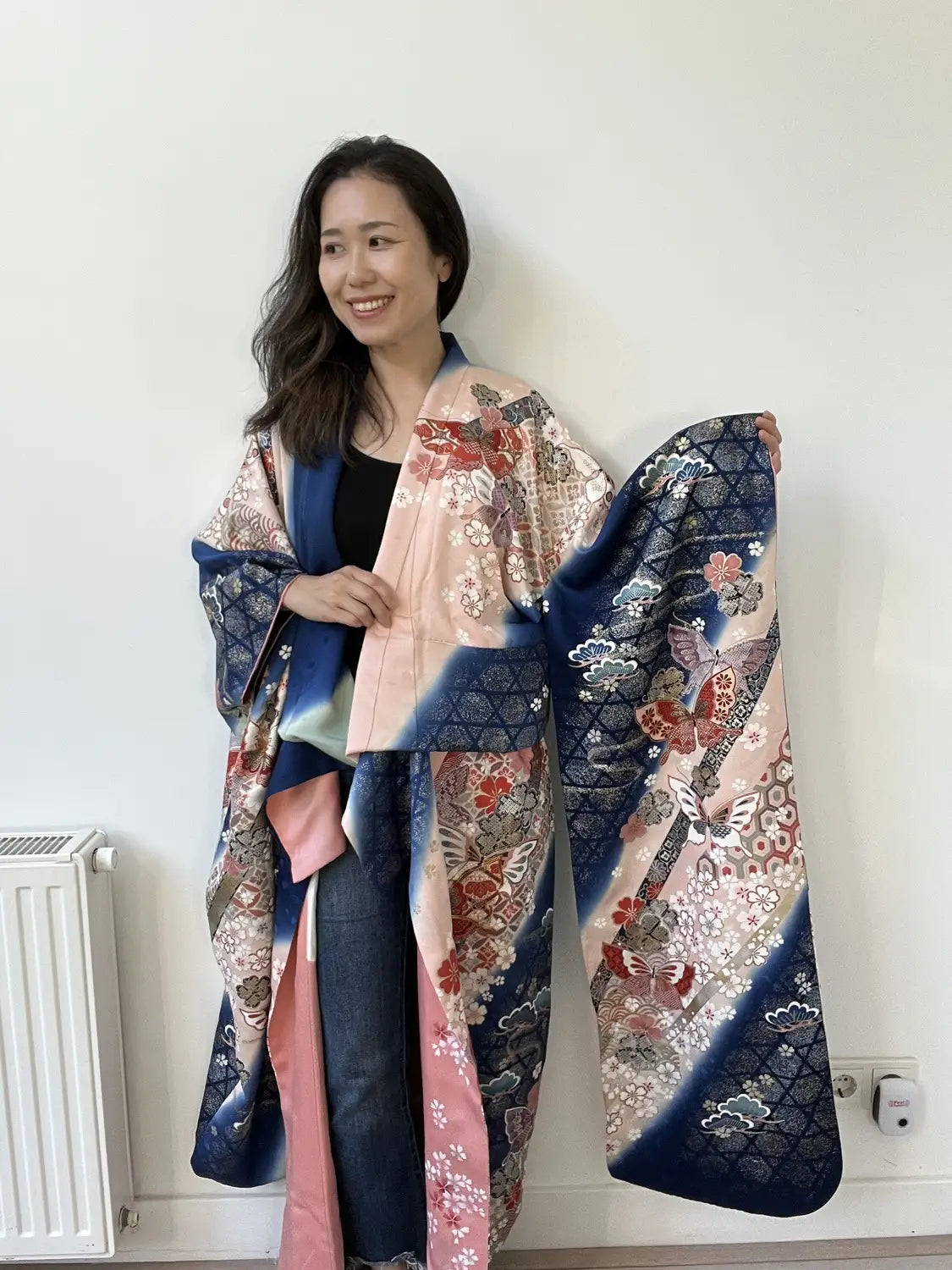 Vintage Furisode – Kirschblüten und Schmetterlinge in der Milchstraße – Halleluja original arrangiert