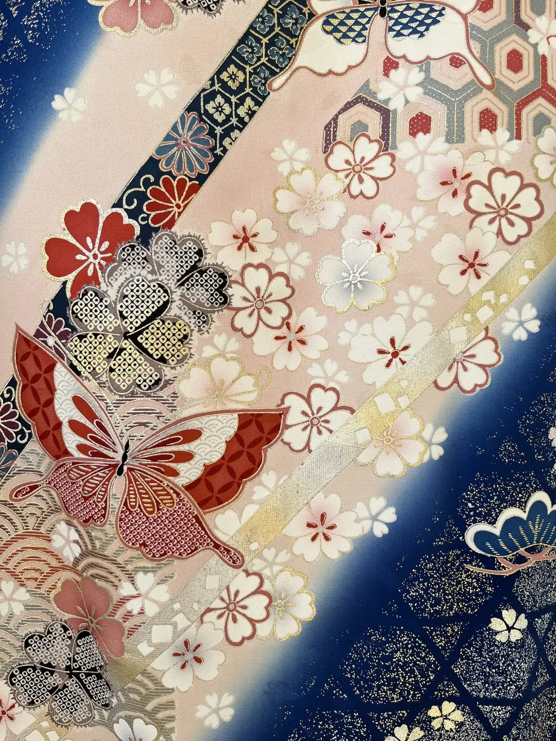 Vintage Furisode – Kirschblüten und Schmetterlinge in der Milchstraße – Halleluja original arrangiert