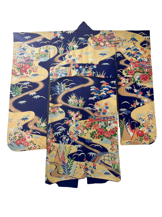 Furisode vintage - Beau village de montagne - Arrangement original Hallelujah