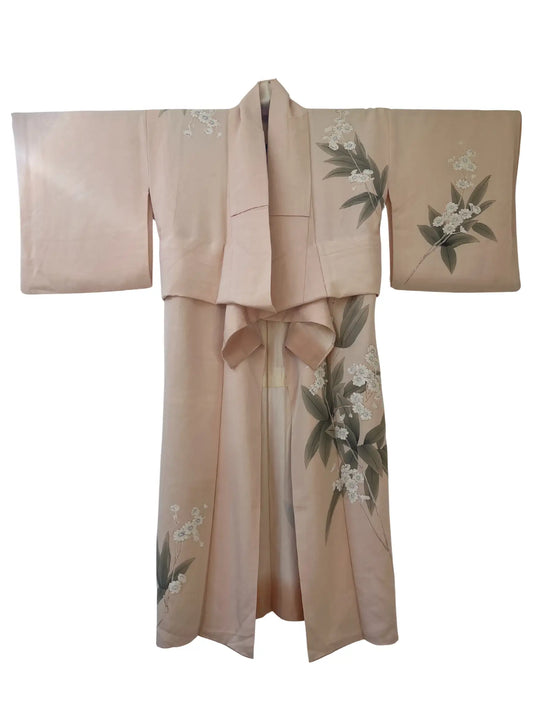 Vintage  homongi kimono - White Cream Yuzen flower - Hallelujah original arrange