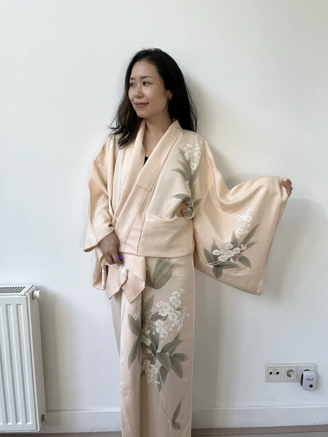 Vintage  homongi kimono - White Cream Yuzen flower - Hallelujah original arrange