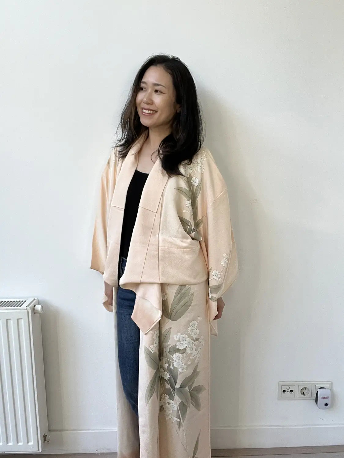 Vintage  homongi kimono - White Cream Yuzen flower - Hallelujah original arrange