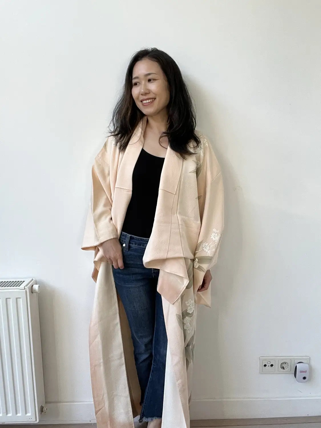 Vintage  homongi kimono - White Cream Yuzen flower - Hallelujah original arrange