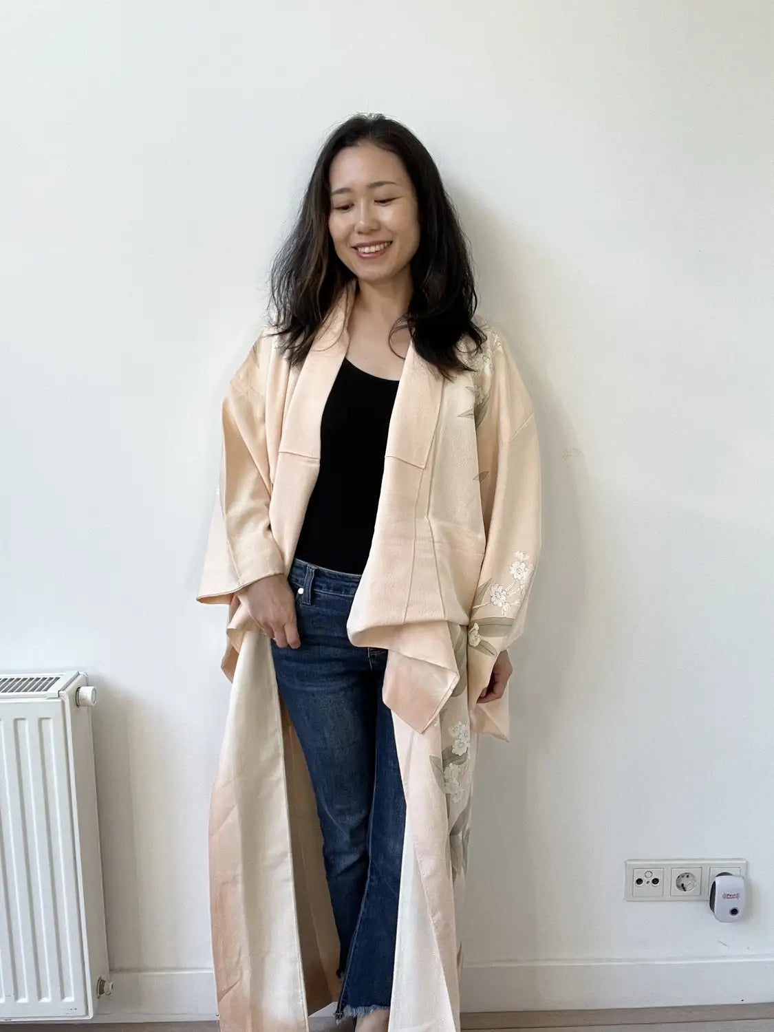 Vintage  homongi kimono - White Cream Yuzen flower - Hallelujah original arrange