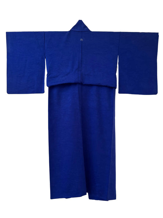 Vintage  iromuji kimono - Deep blue botanical leaf - Hallelujah original arrange