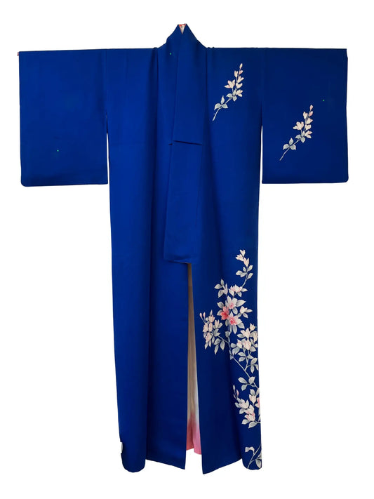 Vintage  homongi kimono - Blue  Blooming in the Field -