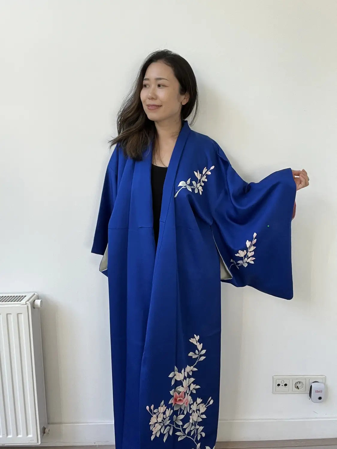 Vintage  homongi kimono - Blue  Blooming in the Field -