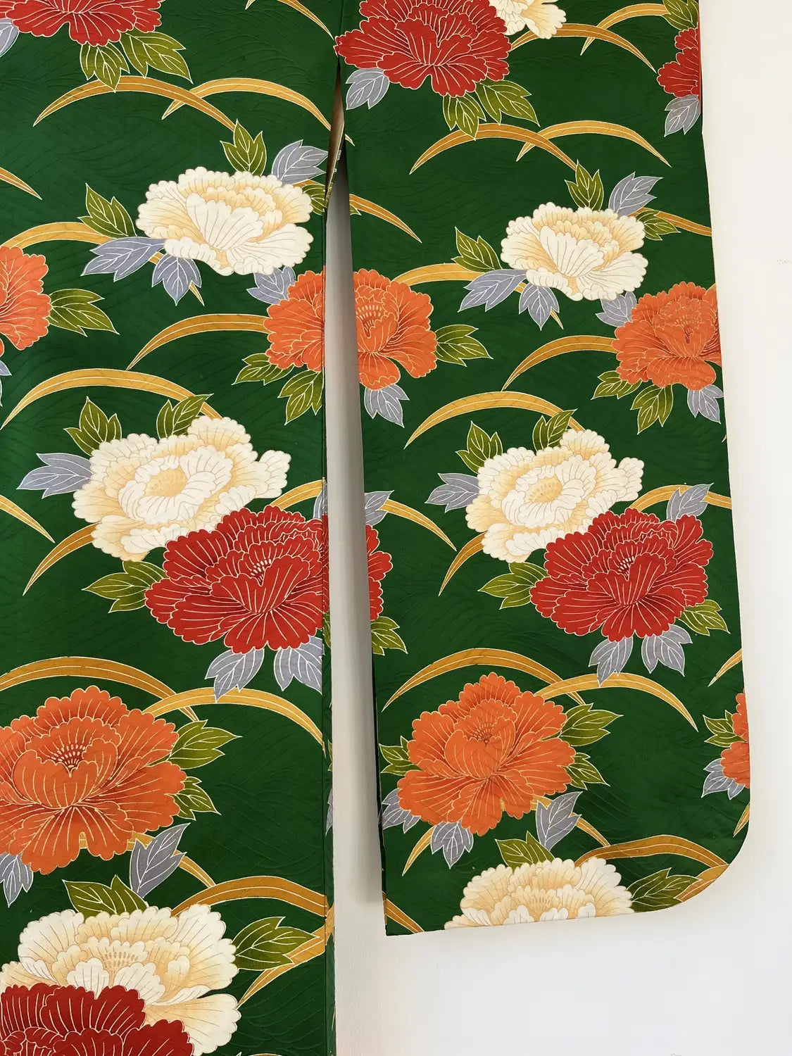 Vintage Furisode - DeepGreen The Invitation of the Peony -
