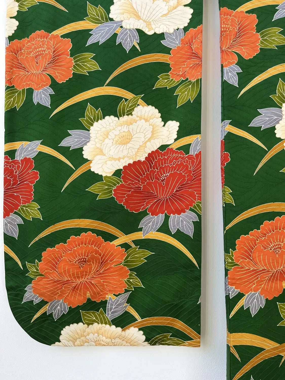 Vintage Furisode - DeepGreen The Invitation of the Peony -