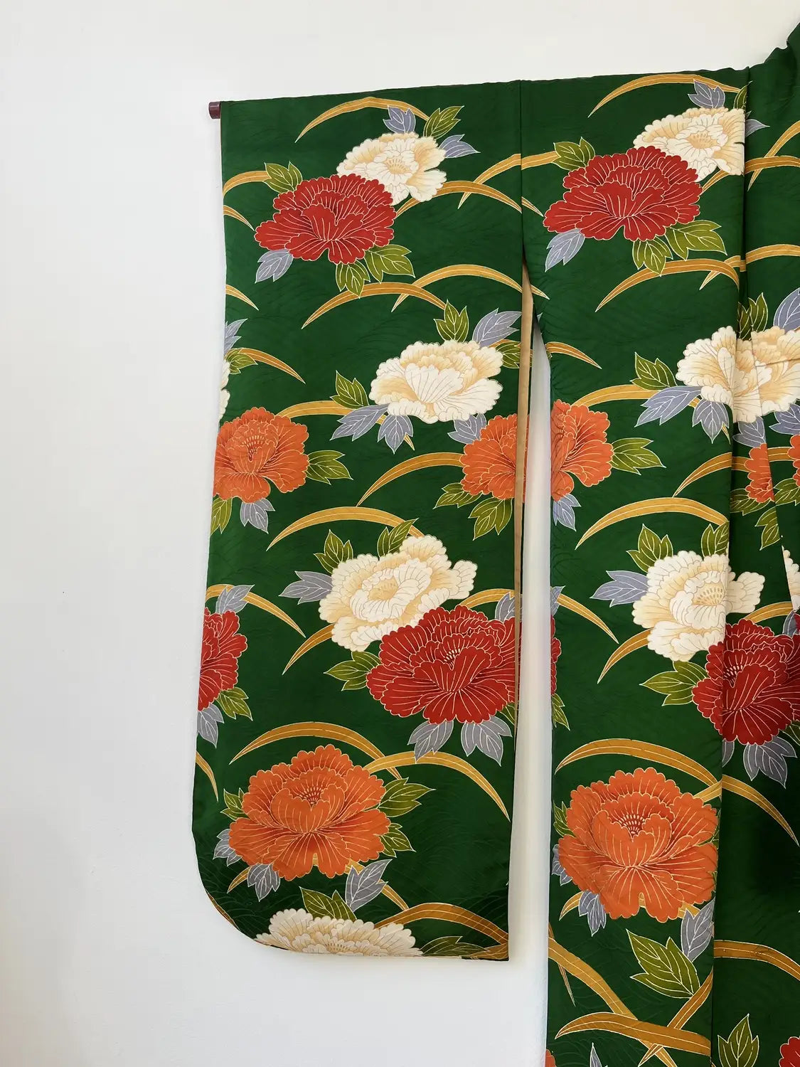 Vintage Furisode - DeepGreen The Invitation of the Peony -