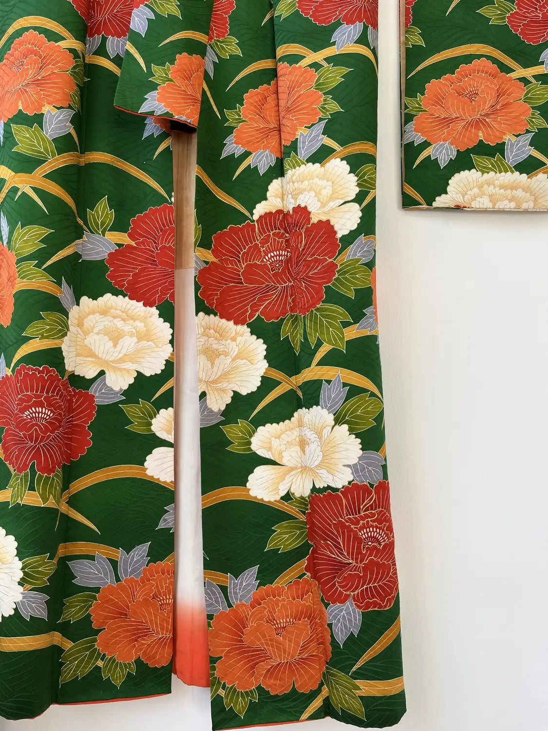 Vintage Furisode - DeepGreen The Invitation of the Peony -