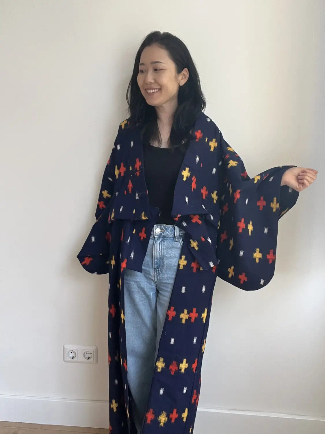 Vintage tsumugi kimono - Navy Kasuri kruispatroon - Hallelujah origineel arrangement