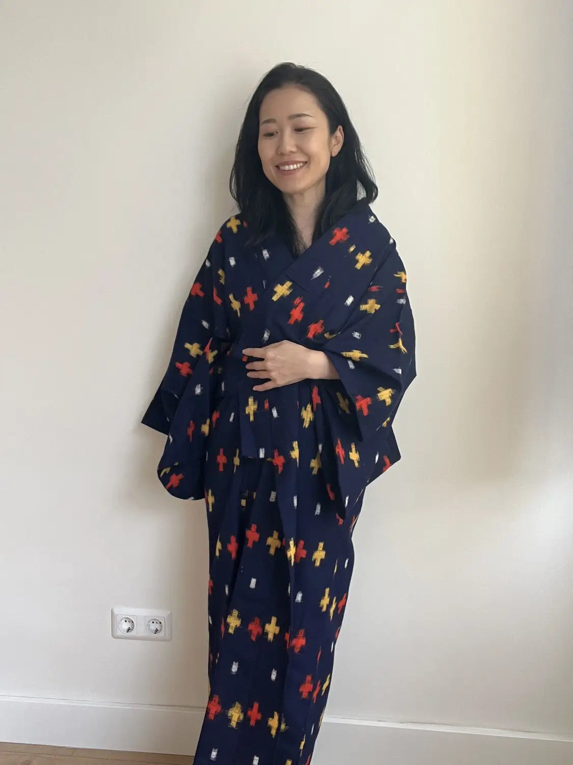 Vintage tsumugi kimono - Navy Kasuri kruispatroon - Hallelujah origineel arrangement